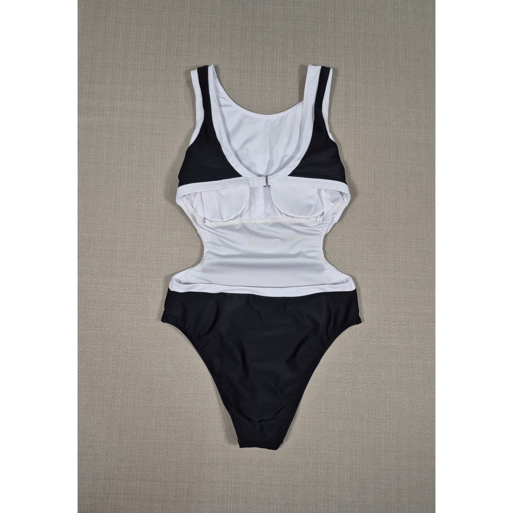 Cupshe Womens Black White Colorblock Cutout One Piece Swimsuit Size L New - Picture 7 of 11